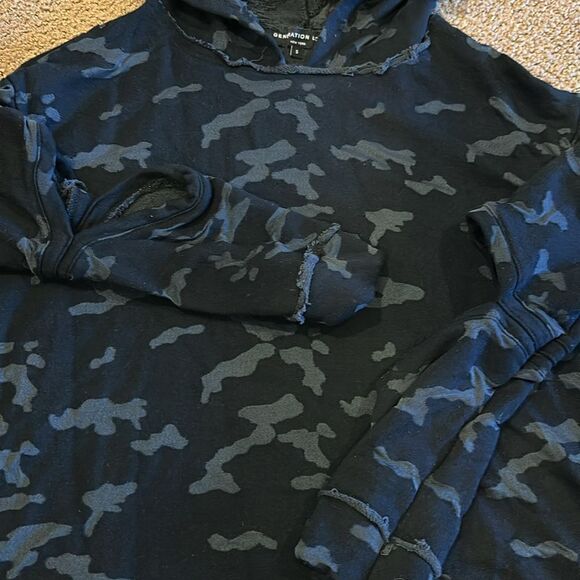 Generation Love Women’s Burnout Distressed Camouflage Hooded Sweatshirt - Picture 2 of 8